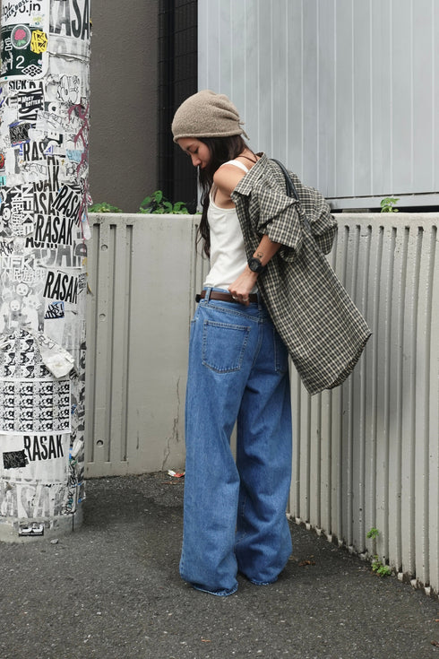 2wayチェックレイヤードデニム